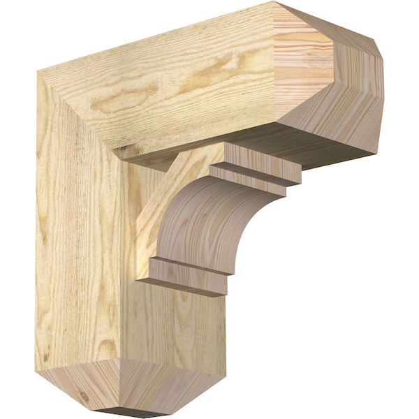 Ekena Millwork Merced Craftsman Rough Sawn Bracket w/ Offset Brace, Douglas Fir, 8"W x 18"D x 18"H BKT0806X18X18MRC04RDF - main